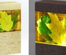 Простой осенний ночник из смолы и дерева