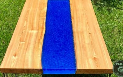 Стол «Река» с флуоресцентным пигментом и УФ-светодиодной подсветкой